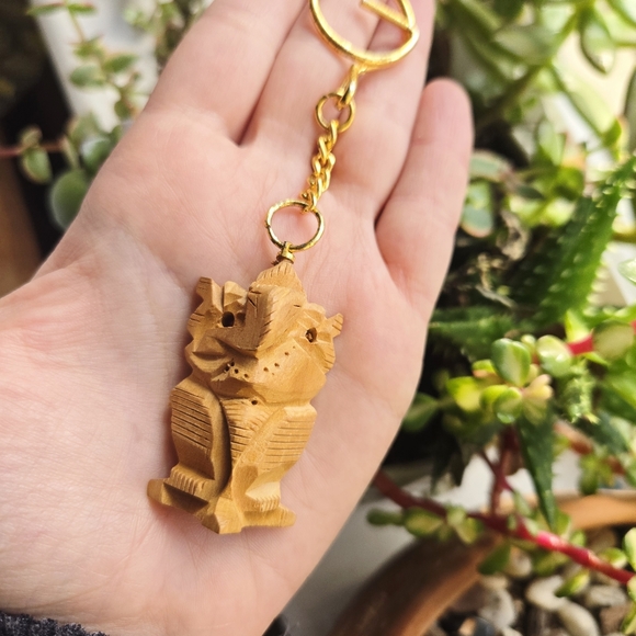 Accessories - Vintage Ganesh Tribal Wooden Handcarved Keychain